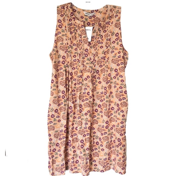 Sonoma Peach Dress Sleeveless Linen Rayon Pockets Knee Length Floral NEW - Picture 8 of 13